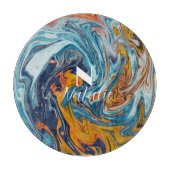 Elegant Luxury Blue Gold Monogram Snijplank (Voorkant)