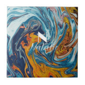 Elegant Luxury Blue Gold Monogram Tegeltje (Voorkant)