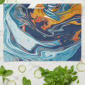 Elegant Luxury Blue Gold Monogram Theedoek (Gevouwen)