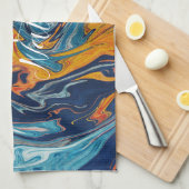 Elegant Luxury Blue Gold Monogram Theedoek (Quarter Fold)