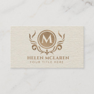 Elegant Luxury Bold Monogram met Fleur-de-lis Visitekaartje