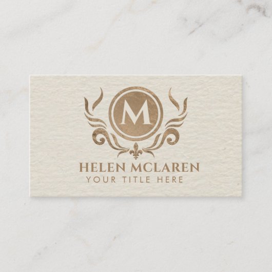 Elegant Luxury Bold Monogram met Fleur-de-lis Visitekaartje (Voorkant)