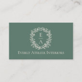Elegant Luxury Boutique Floral Monogram Crest Logo Visitekaartje (Voorkant)