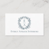 Elegant Luxury Boutique Floral Monogram Crest Logo Visitekaartje (Voorkant)