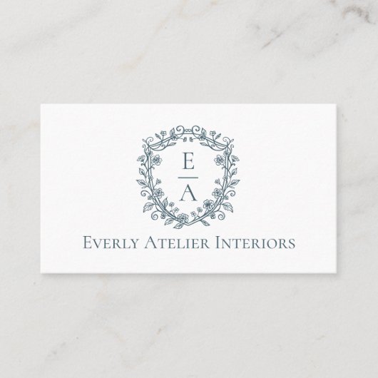 Elegant Luxury Boutique Floral Monogram Crest Logo Visitekaartje (Voorkant)
