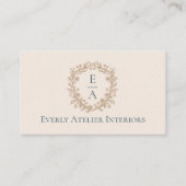 Elegant Luxury Boutique Floral Monogram Crest Logo Visitekaartje (Voorkant)