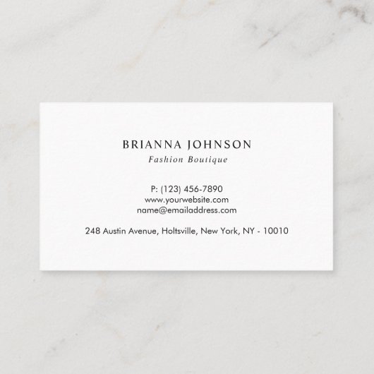 Elegant Luxury Boutique White Gold Klantenkaartje (Achterkant)