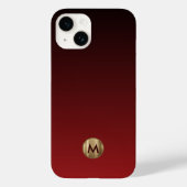 Elegant Luxury Brushed Gold Monogram Red Case-Mate iPhone Case (Achterkant)