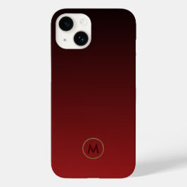 Elegant Luxury Brushed Gold Monogram Red Case-Mate iPhone 14 Hoesje