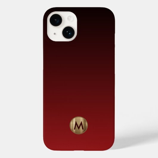 Elegant Luxury Brushed Gold Monogram Red Case-Mate iPhone Case (Achterkant)