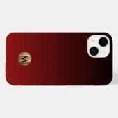 Elegant Luxury Brushed Gold Monogram Red Case-Mate iPhone Case (Achterkant (horizontaal))