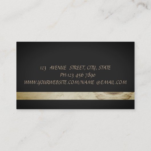 Elegant Luxury Chic Black Faux Gold Glitter Lotus Visitekaartje (Achterkant)