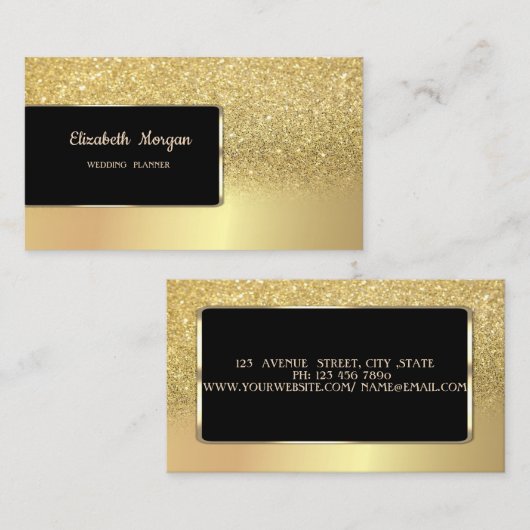 Elegant Luxury Chic Gold Glitter Bokeh Ombre Visitekaartje (Voorkant / Achterkant)