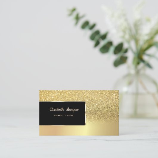 Elegant Luxury Chic Gold Glitter Bokeh Ombre Visitekaartje (Staand voorkant)