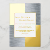 Elegant Luxury Chic Modern Wedding Silver en Gold Folie Uitnodiging (Voorkant)