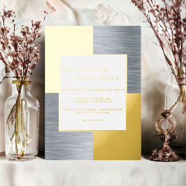 Elegant Luxury Chic Modern Wedding Silver en Gold Folie Uitnodiging