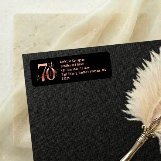 Elegant Luxury Chic Rose Gold 70th Birthday Etiket