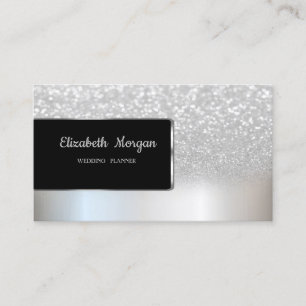 Elegant Luxury Chic Silver Glitter Bokeh Ombre Visitekaartje
