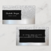 Elegant Luxury Chic Silver Glitter Bokeh Ombre Visitekaartje (Voorkant / Achterkant)