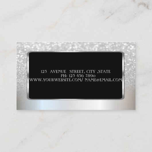 Elegant Luxury Chic Silver Glitter Bokeh Ombre Visitekaartje (Achterkant)