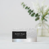 Elegant Luxury Chic Silver Glitter Bokeh Ombre Visitekaartje (Staand voorkant)