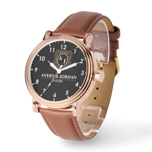 Elegant Luxury couple names Monogram Horloge (Hoek)