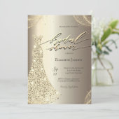 Elegant Luxury Dress Gold Bridal Shower  Kaart (Staand voorkant)
