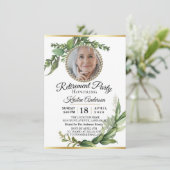 Elegant Luxury Eucalyptus Retirement Party Kaart (Staand voorkant)