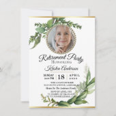 Elegant Luxury Eucalyptus Retirement Party Kaart (Voorkant)