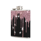 Elegant Luxury Faux Glitter Pink Rose Drip Heupfles (Links)