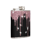 Elegant Luxury Faux Glitter Pink Rose Drip Heupfles (Rechts)