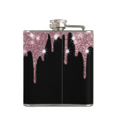 Elegant Luxury Faux Glitter Pink Rose Drip Heupfles (Achterkant)