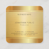 Elegant Luxury Faux Gold Premium Linen Vierkante Visitekaartje (Achterkant)