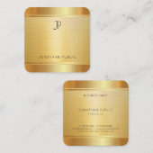 Elegant Luxury Faux Gold Premium Linen Vierkante Visitekaartje (Voorkant / Achterkant)