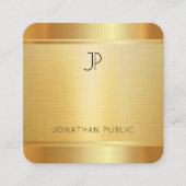 Elegant Luxury Faux Gold Premium Linen Vierkante Visitekaartje (Voorkant)