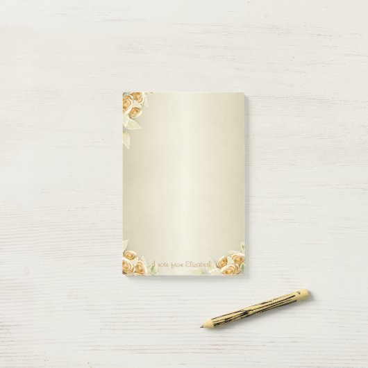 Elegant Luxury, Faux Gold Rozen Post-it® Notes (Op bureau)