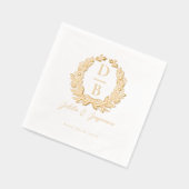 Elegant Luxury Floral Wreath Wedding Monogram Folie Servetten (Links)