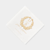 Elegant Luxury Floral Wreath Wedding Monogram Folie Servetten (Rechts)