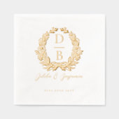 Elegant Luxury Floral Wreath Wedding Monogram Folie Servetten (Voorkant)