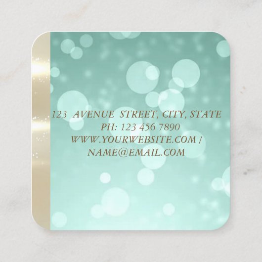 Elegant Luxury Glam, Faux Gold, Bokeh, Lace, Dress Vierkante Visitekaartje (Achterkant)