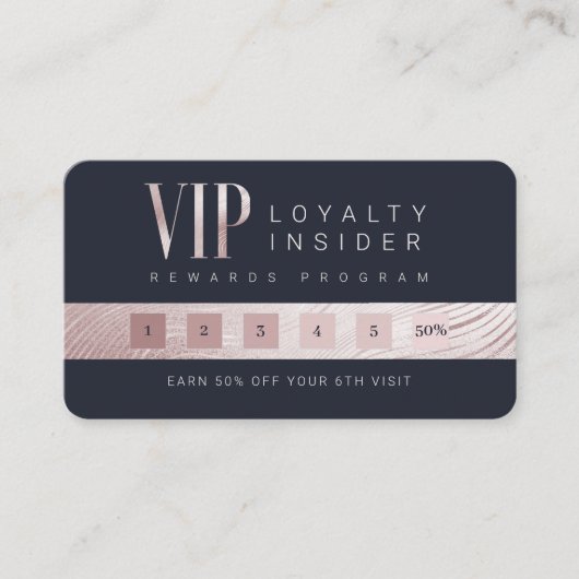 Elegant Luxury Glam Roos Gold Abstracte VIP Loyalt Klantenkaartje (Voorkant)