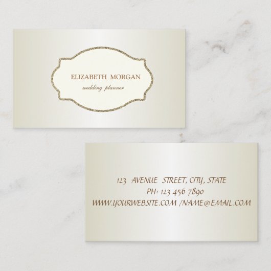 Elegant Luxury Glitter Gold Lijst Visitekaartje (Voorkant / Achterkant)