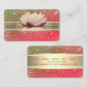 Elegant Luxury Glitter, Gold Stripe, Lotus Ombre Visitekaartje (Voorkant / Achterkant)
