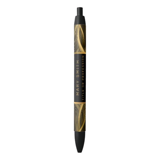 Elegant Luxury Gold Black Wave Blauwe Inkt Pen (Voorkant Verticaal)