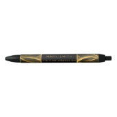 Elegant Luxury Gold Black Wave Blauwe Inkt Pen (Voorkant)