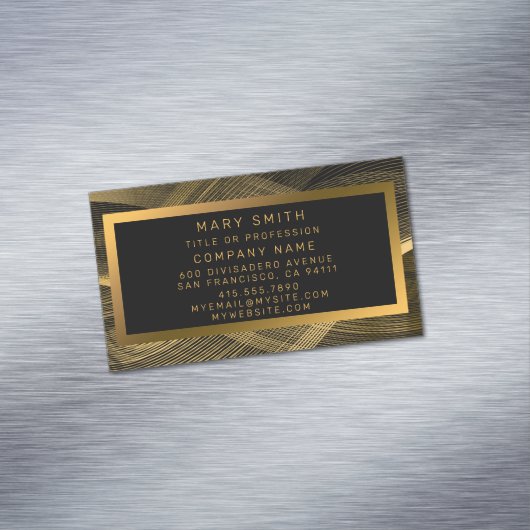 Elegant Luxury Gold Black Wave Magnetisch Visitekaartje (Voorbeeld)