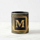 Elegant Luxury Gold Black Wave Monogramed Mok (Midden)