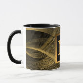 Elegant Luxury Gold Black Wave Monogramed Mok (Links)