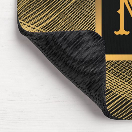 Elegant Luxury Gold Black Wave Monogramed Muismat (Hoek)