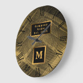 Elegant Luxury Gold Black Wave Monogramma Grote Klok (Hoek)